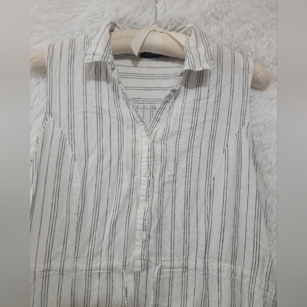 Esmara Linen Sleeveless Striped Midi Dress - White and Gray Size 8 - Picture 15 of 16
